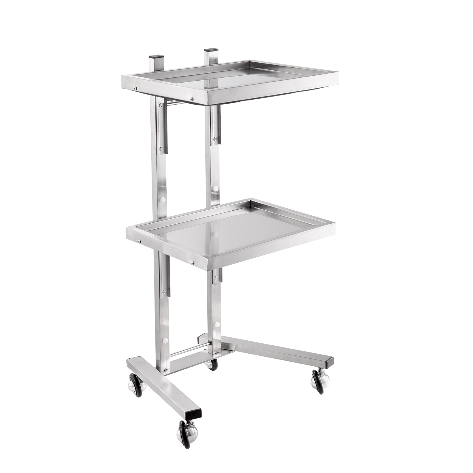 Commercial Kitchen On Wheels - Серебряная тележка-этажерка для салона, 2-уровневая передвижная