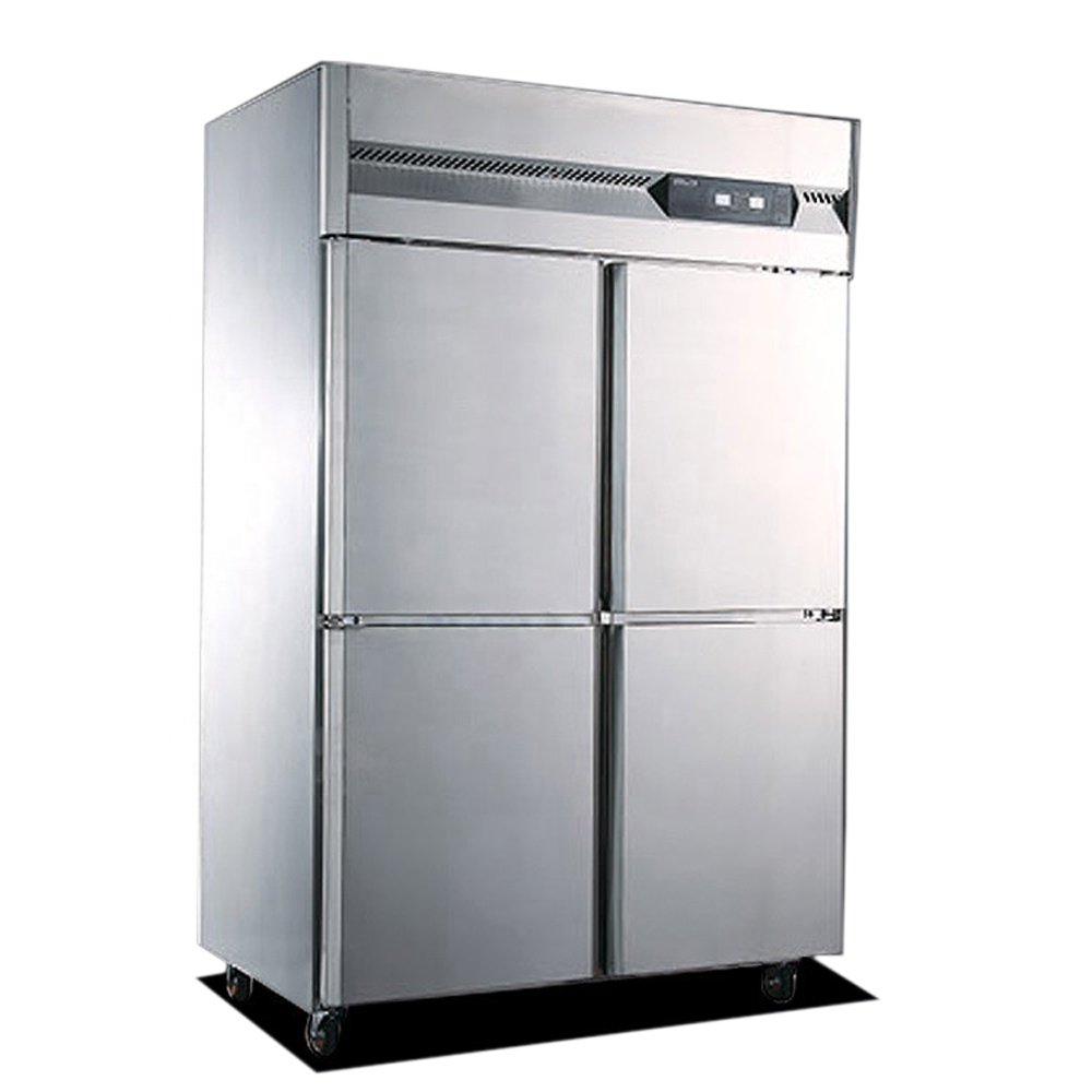Commercial Kitchen Door - Промышленный вертикальный четырехдверный морозильный шкаф из