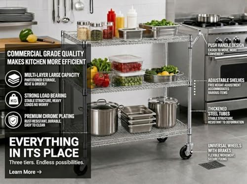 Прочная трехъярусная кухонная  – обзор и цена Commercial Kitchen On Wheels